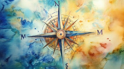 Fototapeta premium Vintage Nautical Compass Illustration on Textured Background - Antique Navigation Tool, Detailed Design, Maritime Theme, Exploration.