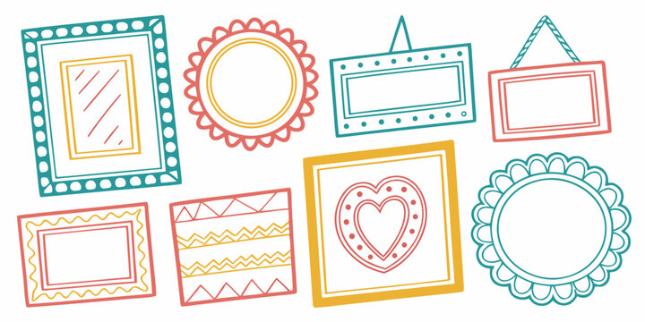 A colorful array of various shapes and symbols on a white background Vector