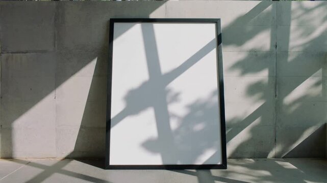 Empty black frame with sunlight and shadow overlay.