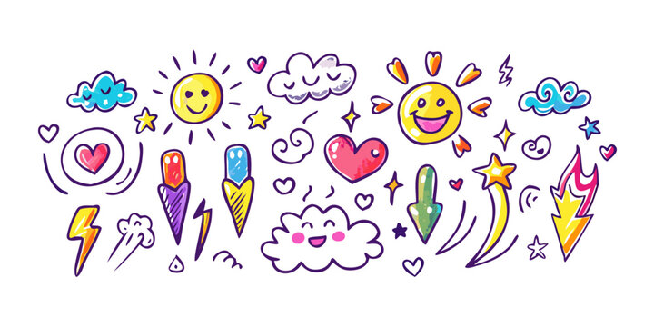 A colorful array of diverse balloons floating against a white background Vector