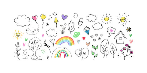 A vibrant and diverse collection of stickers showcasing various objects and symbols Vector © rabby
