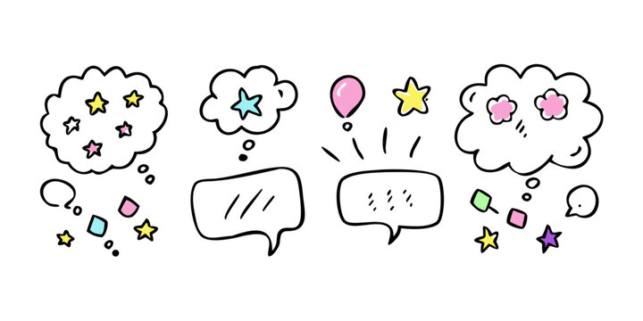 A variety of colorful speech bubbles with different symbols and expressions Vector