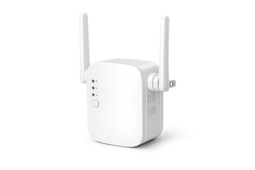 Obraz premium White wi fi extender boosting wireless internet signal