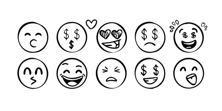 A diverse collection of emojis representing various human emotions and expressions Vector