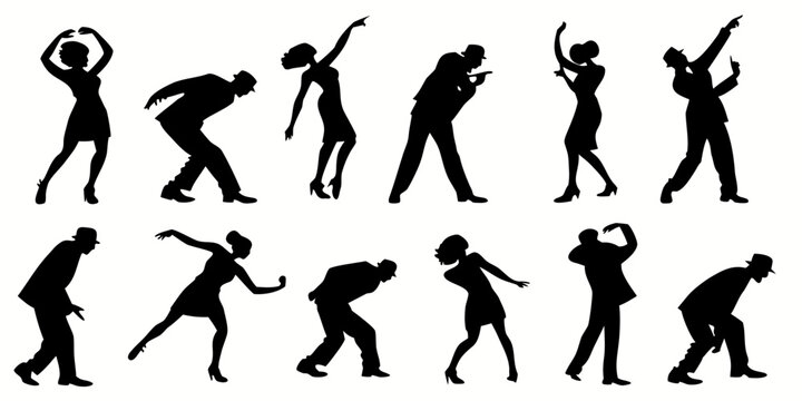 Silhouettes of people engaged in various forms of exercise and physical activity Vector