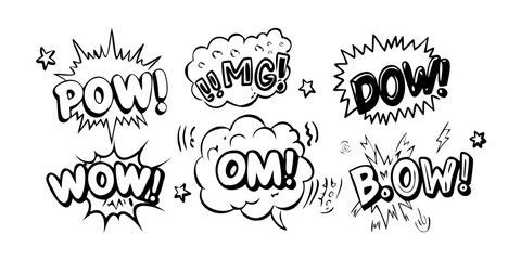 A series of comic book style sound effect words in a row Vector © Rabbi
