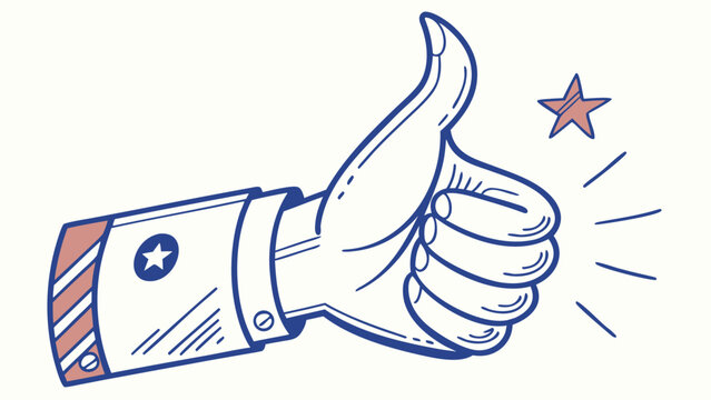 Hand giving a thumbs up sign in a vintage comic book illustration style with stars.