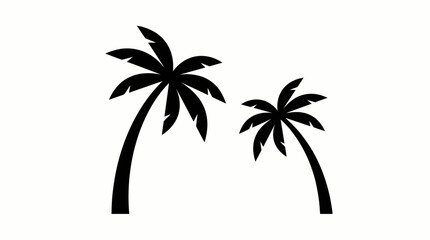 Palm Tree Silhouette Vector &ndash; Minimalist Black Twin Palm Trees for Tropical, Beach, Summer, Vacation, Island, and Relaxation‑Themed Design Projects