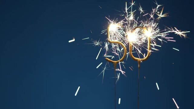 50th anniversary festive footage made with Bengal fire forming the number fifty