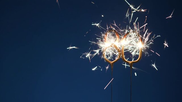 80th anniversary festive footage made with Bengal fire forming the number eighty