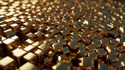 Obraz premium Realistic_abstract_geometric_gold_foiled_3d_s_