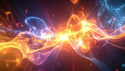 Obraz premium Abstract energy waves of light and color create a dynamic visual.