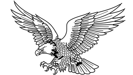 Fototapeta premium A minimalist vector illustration of an eagle in flight with outstretched wings