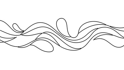 A minimalist line art vector graphic of wavy lines on a white background