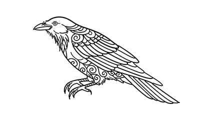 Fototapeta premium A minimalist vector illustration of a bird with intricate designs on its feathers