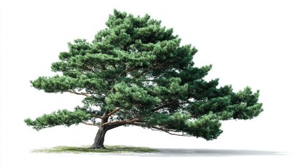 Obraz premium green pine tree on white background