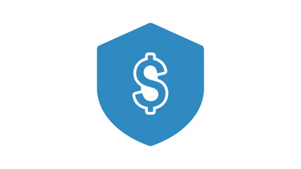 Obraz premium Dollar Sign inside Shield Icon - Blue Graphic Symbol for Money Protection, Secure Payments, and Financial Security.