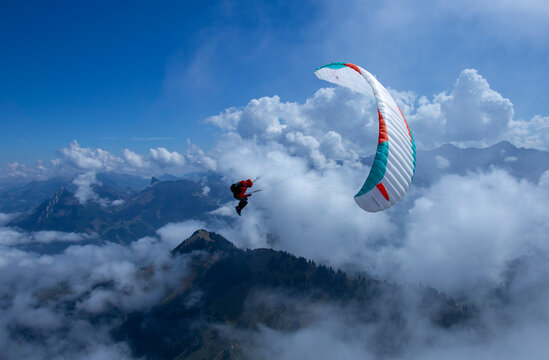 paraglider flying in the sky