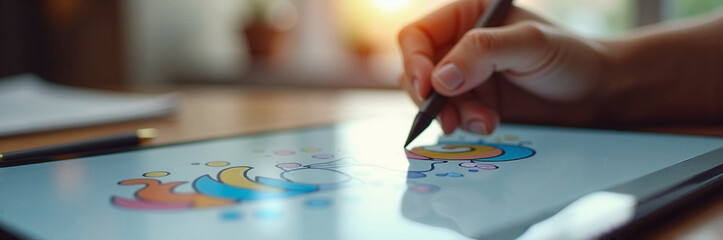 Creative digital drawing on tablet with colorful design by artist. Engaging tablet artwork showcases intricate illustrations and vibrant colors enhancing creative process for aspiring artists.