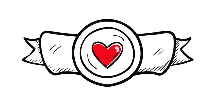 A heart-shaped emblem with a banner, symbolizing love and affection Vector