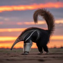 Giant Anteater Walking Sunset Natural