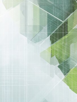 Eco-industrial Background Features Geometric Shapes and Green Shadows With Technical Blueprints of Solar Panels for Corporate Sustainability Use
