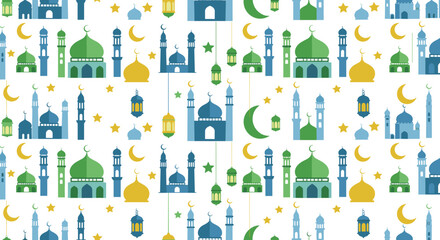 Pattern Mosque Elegant Ramadan Illustration Collection with Islamic Flat Illustration