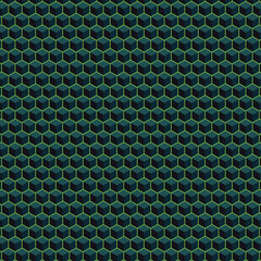Isometric Hexagon Cube Illusion in Green and Blue  3D Geometric Tessellation Background