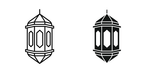 Obraz premium This image showcases two black and white line art illustrations of ornate hanging lanterns displaying different stylistic details high quality professional detailed modern elegant stylish clean
