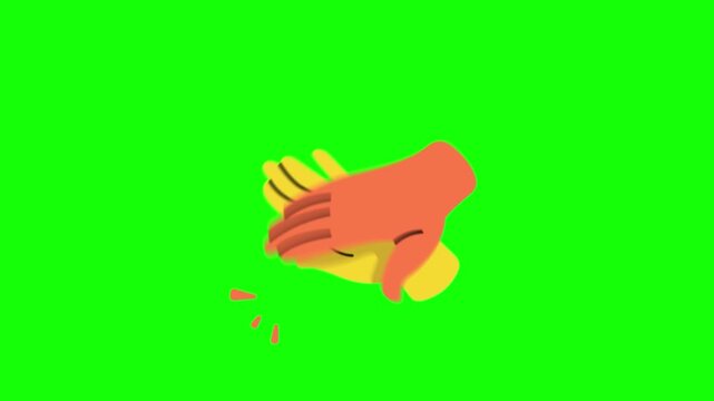 Two colorful cartoon hands clapping or giving high five animation on transparent background with motion lines illustration