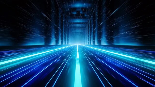 Abstract blue light tunnel motion