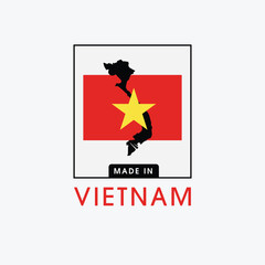 Made in Vietnam with a map label design for product packaging and an authentic product label.