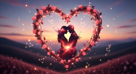 couple on together with roses