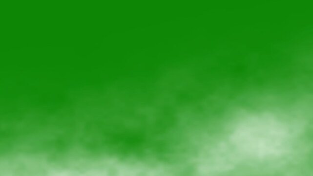Steam smoke cloud on green screen. Realistic vapor fog overlay for VFX and compositing. Smoke Steam Loop