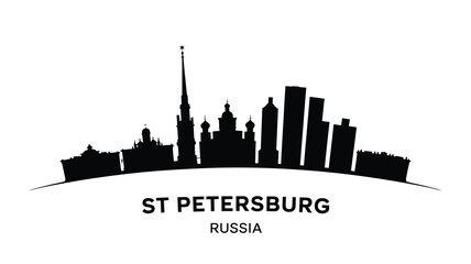 Silhouette of st petersburg skyline with city name and country below © pintu