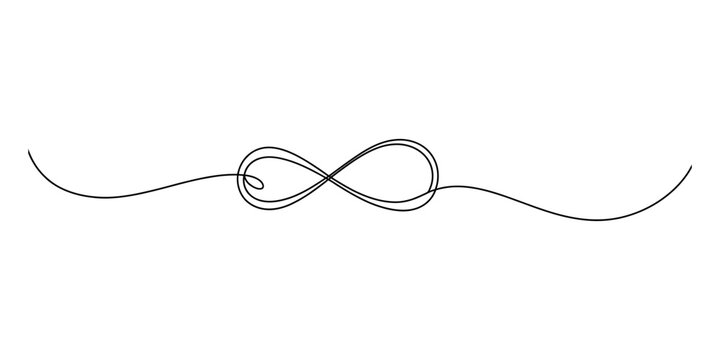 Minimalist one line art illustration of a figure eight infinity sign with curved lines Vector, illustration