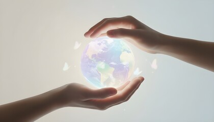 Hands holding globe