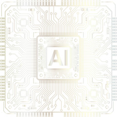 AI chip on circuit board for artificial intelligence technology concept vector illustration