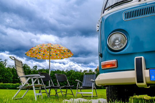 Munich, Germany - May 30: typical old Volkswagen bully at the old town of Munich on May 30, 2024