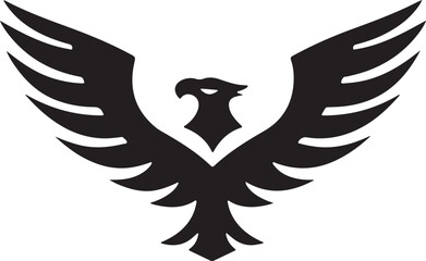 Obraz premium Black eagle flying wings spread power strength logo vector illustration flat design 