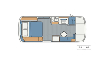 Camper van floor plan top view rv layout