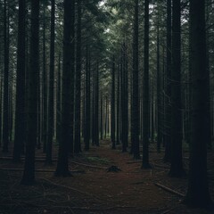 Obraz premium Dark pine forest landscape