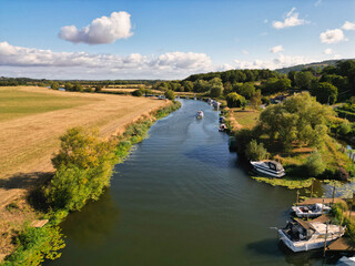 Fototapeta premium Aerial photo of River Avon at Bredon, Tewkesbury, UK