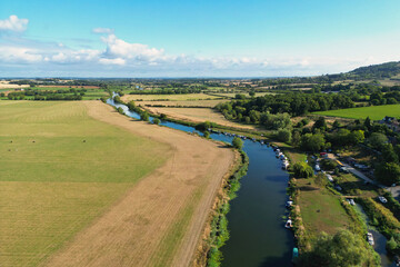 Fototapeta premium Aerial photo of River Avon at Bredon, Tewkesbury, UK