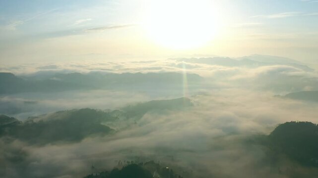 Cangshan Mountain Range Above Clouds at Sunrise
