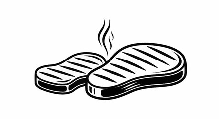 Two grilled steaks with grill marks and steam rising.