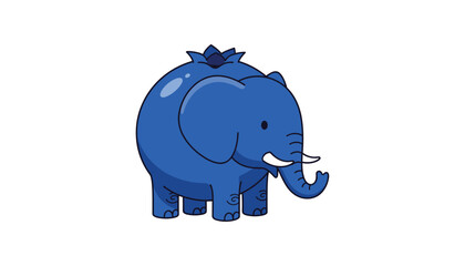 Obraz premium Blue elephant walking cartoon illustration