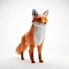 Naklejka premium Low-poly fox polygonal illustration
