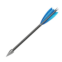 Traditional Arrow with Blue Feathers and Metallic Tip