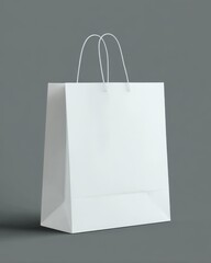 Plain White Shopping Bag on Gray Background